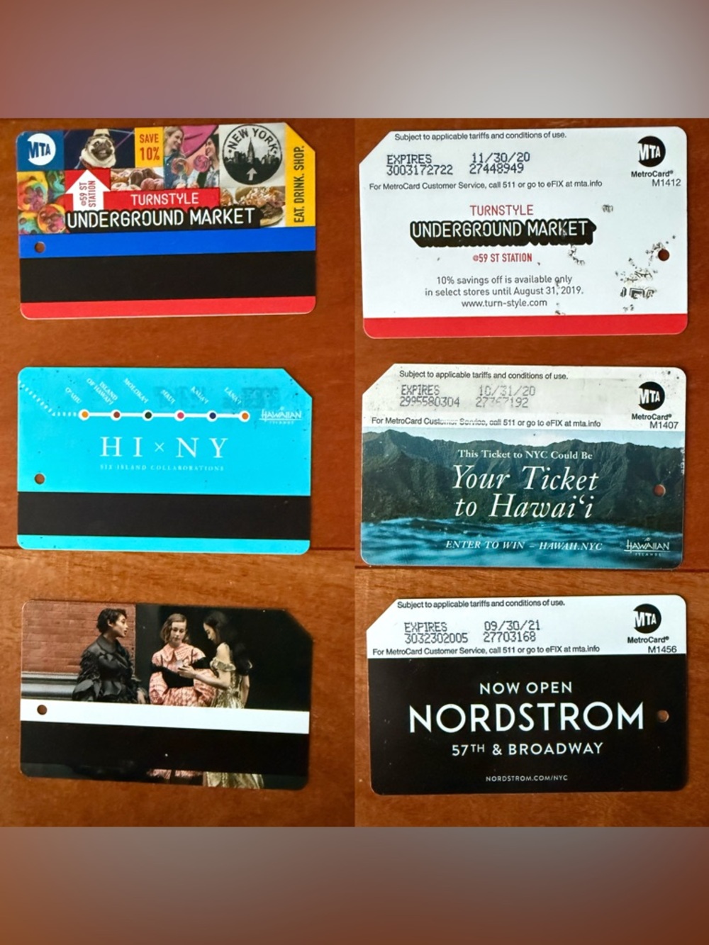 Set of 3 Collectible MetroCard-Style Promo Cards - Colorful Prints